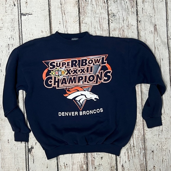 Vintage Denver Broncos Super Bowl XXXII NFL Football Crewneck Sweatshirt - Picture 1 of 4